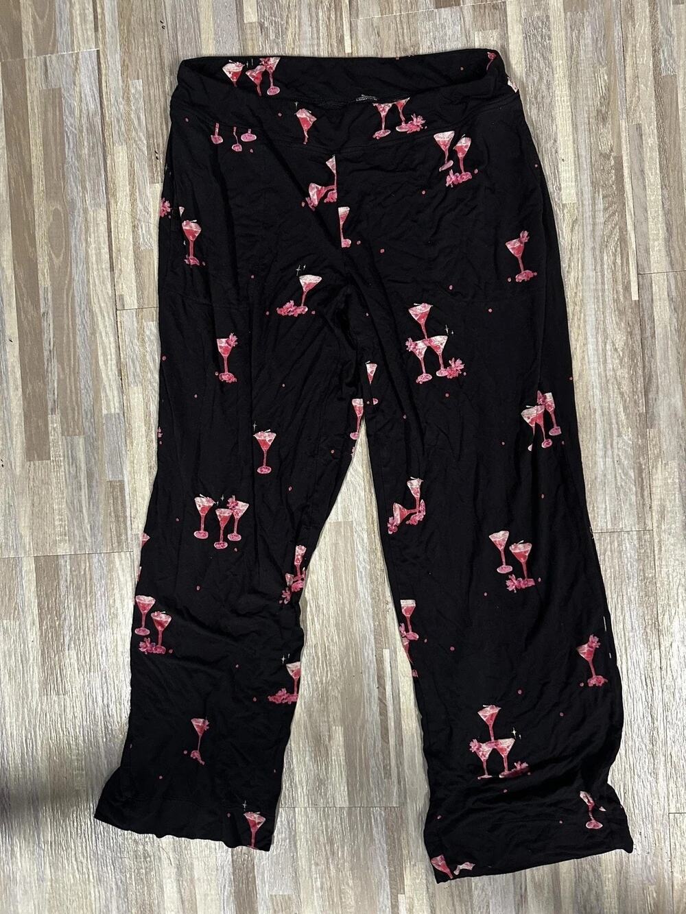 Soma Cool Nights Pajama Pants Womens Black Cocktail Print